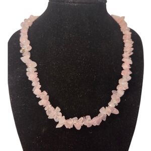 Natural Rose Quartz Chip Necklace | Pink Crystal Gemstone Jewelry